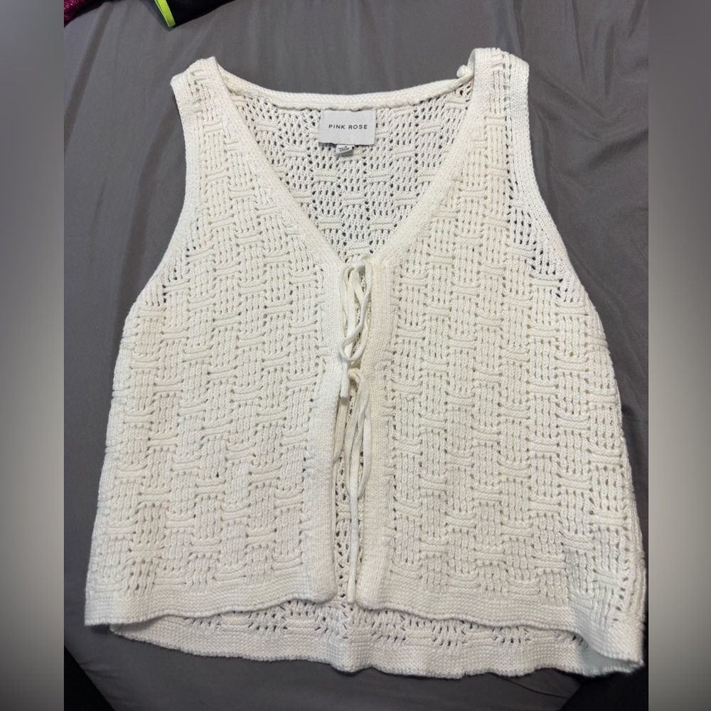 Pink Rose Ivory Crochet Top